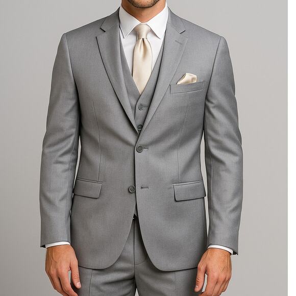 Men's Custom 3 Piece Grey Suit - Picture 1 of 7